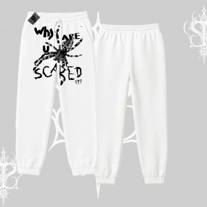 Beyaz Lastikli Eşofman Altı Why are u Scared