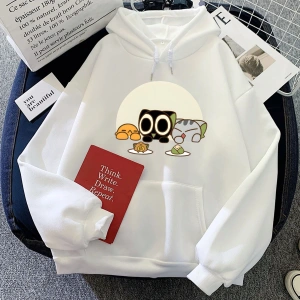 Beyaz Luo Xiao Hei Kedi Karikatür Kawaii Casu