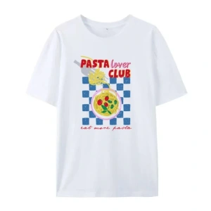 Beyaz Makarna Lover Kulübü Vintage lar için Sevimli İtalyan Gıda T Gevşek Kısa