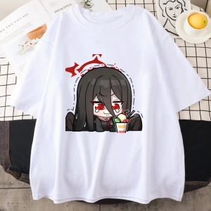 Beyaz Mavi Arşiv Hasumi Sad Girl Tshirt lu Unisex Tees Genç Ca