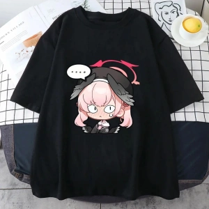 Beyaz Mavi Arşiv Koharu Tees Kawaii Karakter anime Manga Grafik Yaz Ge