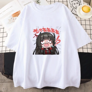 Beyaz Mavi Arşiv Tsurugi lu Baskı Anime Tshirt Yaz O-Boyun T G