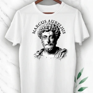 Beyaz Mitoloji Filozof Marcus Aurelius Baskılı Unısex Tişört