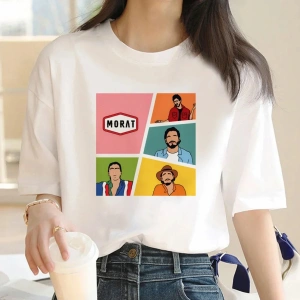 Beyaz Morat yaz tasarımcı Tshirt grafik komik Streetwear giysi kıyafetleri