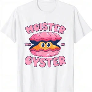 Beyaz Nem Bir İstiridye Komik Baskılı Mizah Bivalve Shucking Gevşek Harajuku Kad