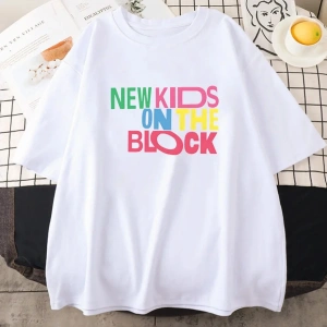 Beyaz NKOTB yeni çocuklar blok Pop müzik grubu baskı Tee-gömlek yaz