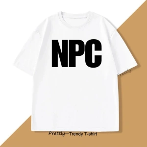 Beyaz NPC Meme Tee Komik Oyun Tshirt Şaka T Trend Crewneck Grafik