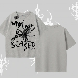 Beyaz Oversize Tişört Why are u Scared