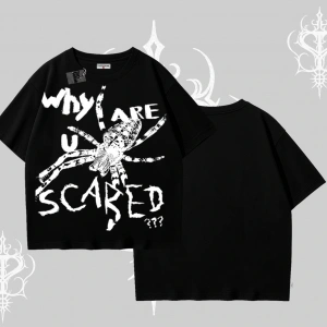 Beyaz Oversize Tişört Why are u Scared