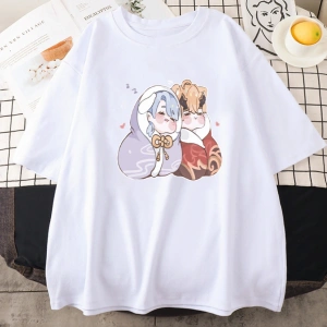 Beyaz Oyun Genshin Etki Kamisato Ayato ve Thoma Yaz Kawaii Karikatür