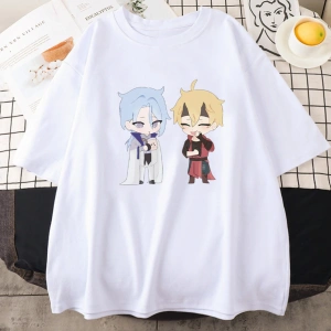 Beyaz Oyun Genshin Etki Kamisato Ayato ve Thoma Yaz Kawaii Karikatür