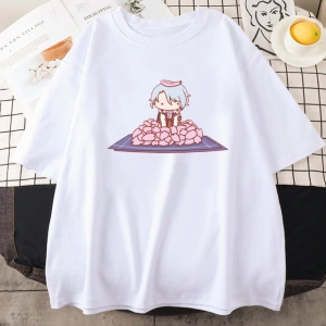 Beyaz Oyun Genshin Etki Kamisato Ayato ve Thoma Yaz Kawaii Karikatür