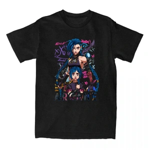 Beyaz Oyun Jinx Arcane leri Yaz O-Boyun Grafik Baskı Elbise Hip Hop Stre