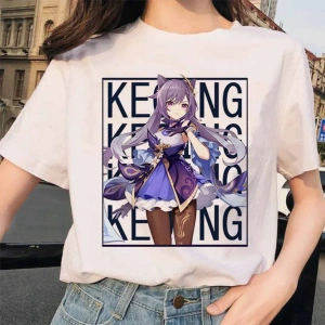 Beyaz Paimon Genshin darbe Venti Xiao Diona dishirt Kaeya karikatür