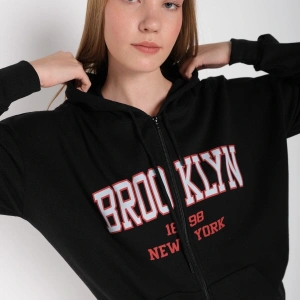 Beyaz Pembe Kapüşonlu Fermuarli Brooklyn Oversize