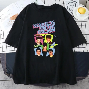 Beyaz Pop müzik NKOTB bant -gömlek yeni çocuklar blok grafik lar/erkekler Tees C