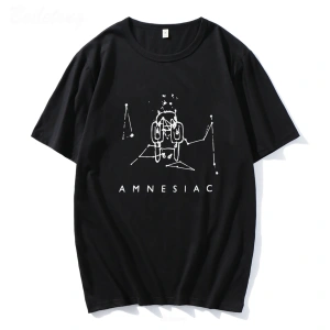Beyaz Radiohead Amnesiac sevimli Cry desen Tshirt Band kaya komik müzik komi