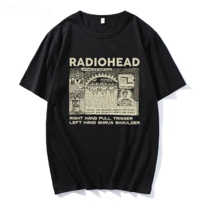 Beyaz Radiohead ler Komik Retro Baskılar Gevşek Nefes Üstleri Unisex T-sh
