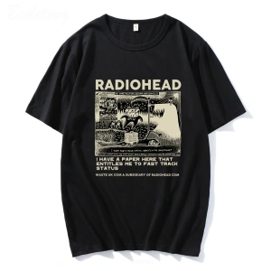 Beyaz Radiohead ler Vintage Klasik Tees Kuzey Amerika Turu Rock Boy Camisetas Hombre H