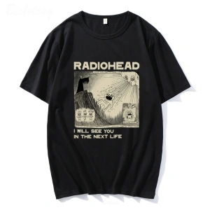 Beyaz Radiohead Rock Band Vintage Hip Hop ben sonraki hayatta göreceksiniz Unisex müzik hay