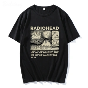 Beyaz Radiohead Vintage Hip Hop Rock Grubu Müzik Hayranları Komik Baskılar e