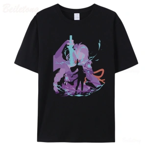 Beyaz Raiden gengenshin darbe oyunu Anime Tees100 yaz Unisex