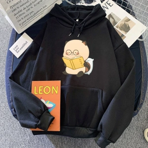 Beyaz Rakun okuma grafik Hoodies rahat rahat sevimli