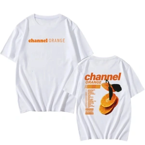 Beyaz Rapçi Frank Kanal Turuncu Grafik Baskı Tshirt Okyanus Sarışın Hip Hop