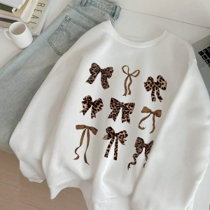 Beyaz Retro Leopar Baskı Yay