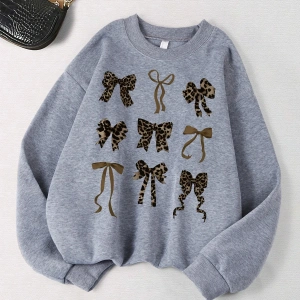 Beyaz Retro Leopar Baskı Yay