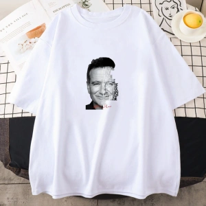 Beyaz Robin Williams aktör Poster grafik baskı estetik -gömlek Tshi