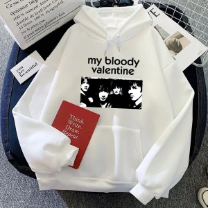 Beyaz Rock Band benim kanlı sevgililer Hoodies Ropa De Mujer Soft