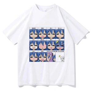 Beyaz Şanslı Yıldız Konata Komik Karikatür Grafik baskılı Streetwear Hip Hop Yaz Tiş