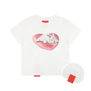 Beyaz Sevimli Tembel Tavşan Yuvarlak Slim Fit Göbek Düğmesi Uzunluğu Kore Karışım