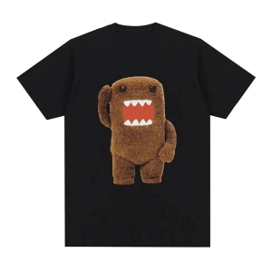 Beyaz Sevimli ve Bulanık Domo Kun T-shirtya uygun Harajuku