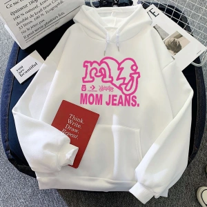 Beyaz Sıcak Anne Kot Hip Hop Unisex Streetweedu