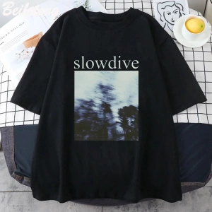 Beyaz Slowdive leri Harajuku Tshirt Vintage El