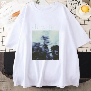 Beyaz Slowdive leri Harajuku Tshirt Vintage El