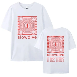 Beyaz Slowdive Turu Grafik leri Yaz O-Boyun Grafik Baskı i