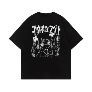 Beyaz Süt Baskı Tatlı ve Baharatlı Harajuku Yaz Grafik Vintag