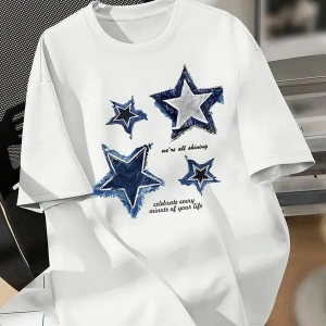 BEYAZ T SHIRT YILDIZ DESENLİ