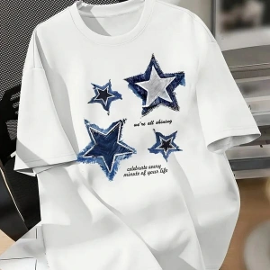 BEYAZ T SHIRT YILDIZ DESENLİ