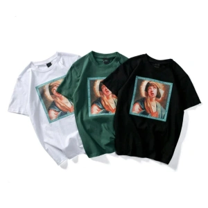 Beyaz Ucuz Roman Baskılı Oversize Bisiklet Yaka Erkek Tişört