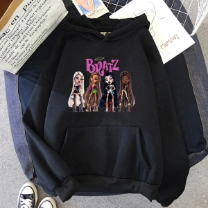 Beyaz Unisex 2021 bahar Bratz mektup kız tatlı üstleri harajuku moda kapşonlu rahat