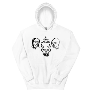 Beyaz Unisex A Fire Inside Siyah Hoodie Yüzleri Fildişi AFI Grafik Moda Kapşonlu