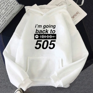 Beyaz Unisex Arctic Monkeys baskılı Hoodie hayranları için ben geri Goning 505 albümü mektup grafi