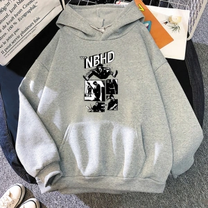 Beyaz Unisex Arctic Monkeys NBHD Mahalle Hoodie Komik Karikatür Grafik Rahat Harajuku Çift H