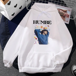 Beyaz Unisex Baskıi Humbe çiçekler grafik rahat Streetwear Moletom uzun