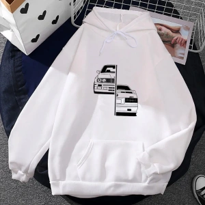 Beyaz Unisex Baskılı Grafik Kapüşonlular Yaygın Sonbahar Rahat Vintage Giyim Rahat Po