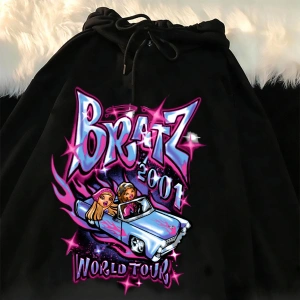 Beyaz Unisex Bratz Mektup Rahat Siyah Üstleri harajuku Moda Kapşonlu streetwear